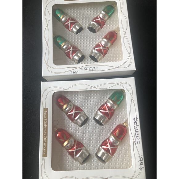 Vintage Set of 8 Toy Soldiers Christmas Holiday Glass Ornaments - Picture 1 of 7